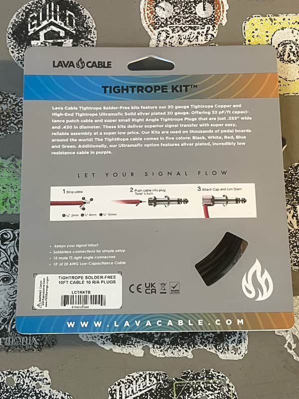 Image 1 of LAVA Cable BLACK Tightrope Solder-Free Pedal Board Kit - VERSION 2 (V2) PLUGS