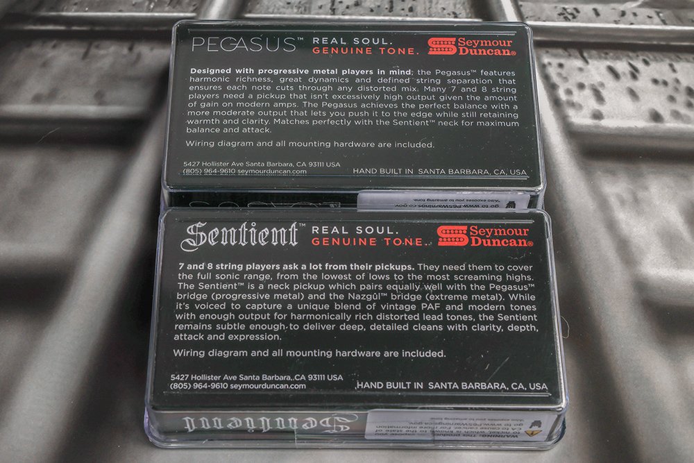 Image 1 of Seymour Duncan Pegasus & Sentient 7 String Set Uncovered Black Guitar Pickup Set