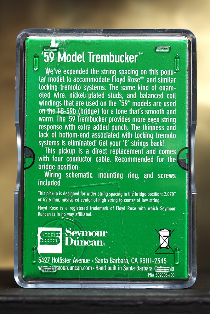 Image 1 of Seymour Duncan TB-59 Bridge Trembucker BLACK Humbucker Guitar Pickup 59 Model