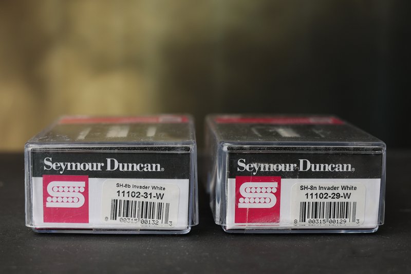 Image 2 of Seymour Duncan SH-8 Invader Humbucker Pickup SET White Ceramic Neck & Bridge