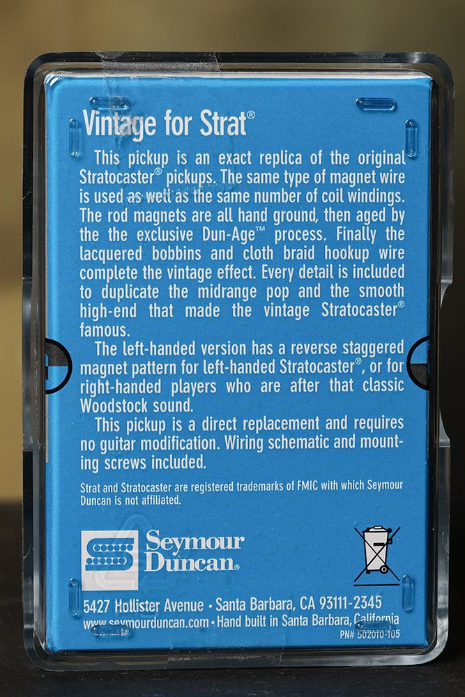Image 1 of Seymour Duncan SSL-2 Vintage FLAT Strat Pickup Alnico V Single Coil Pickup