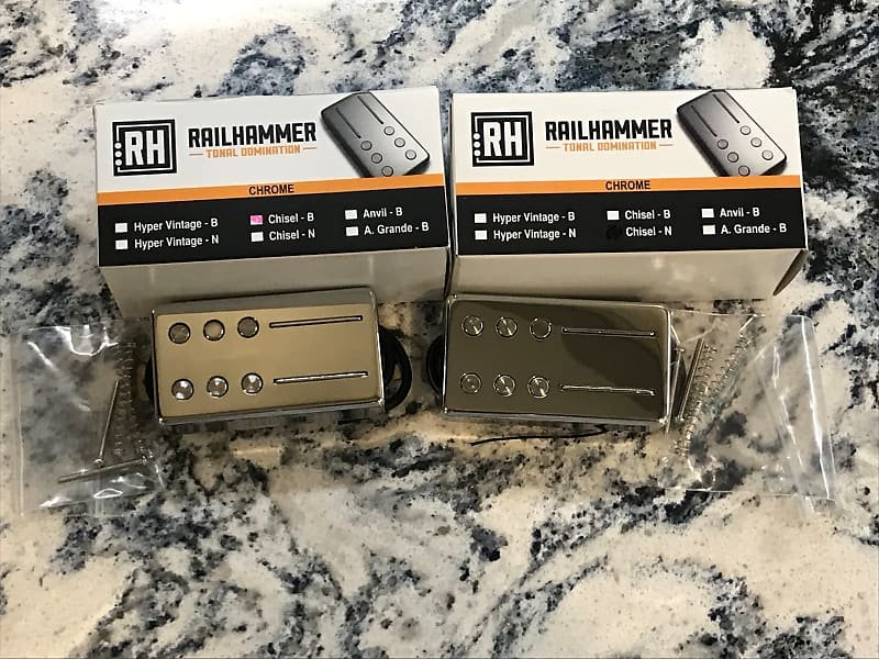 Image 0 of RAILHAMMER Chisel Humbucker Pickup SET Chrome