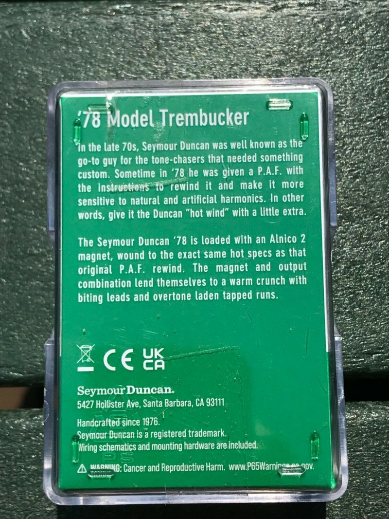 Image 1 of Seymour Duncan 78 Model Bridge Pickup Trembucker Humbucker - White