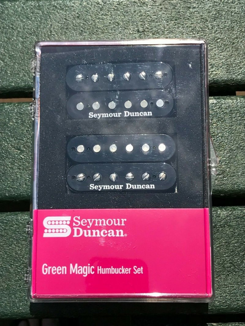 Image 0 of Seymour Duncan Green Magic Humbucker Pickup Set - Black