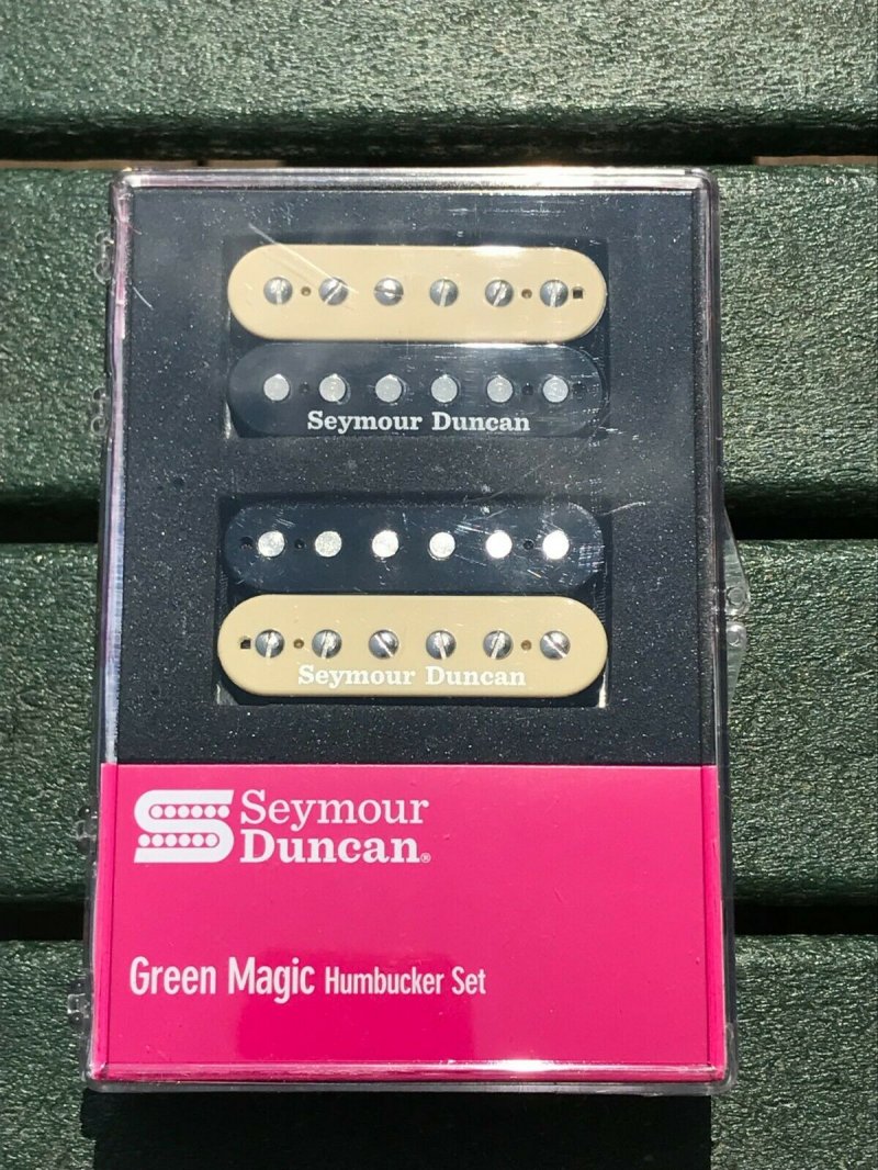 Image 0 of Seymour Duncan Green Magic Humbucker Pickup Set - Zebra