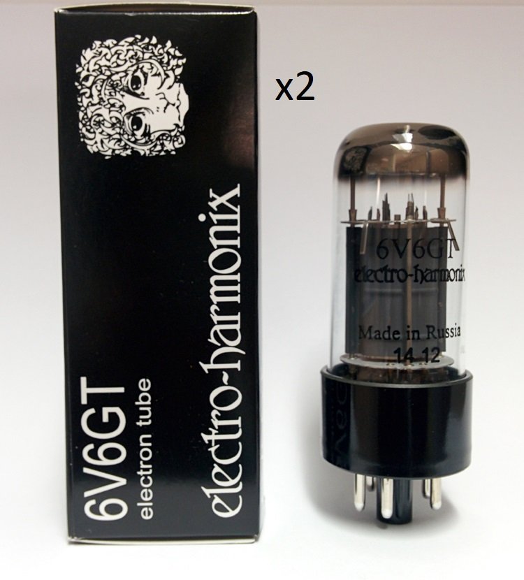 Image 0 of Electro-Harmonix 6V6 Power Amp Vacuum Tubes 6V6EHPL Platinum Matched Pair