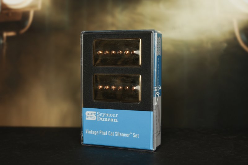 Image 0 of Seymour Duncan Vintage Phat Cat Silencer Pickup Set - Gold Cover