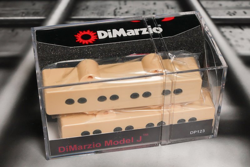 Image 0 of DiMarzio DP123CR Model J Neck & Bridge Set - Cream / Black Pole Pieces