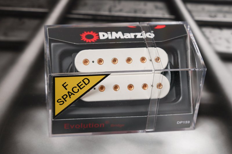 Image 0 of DiMarzio DP159FW+G Evolution F-Spaced Bridge Humbucker - White / Gold Pole Piece