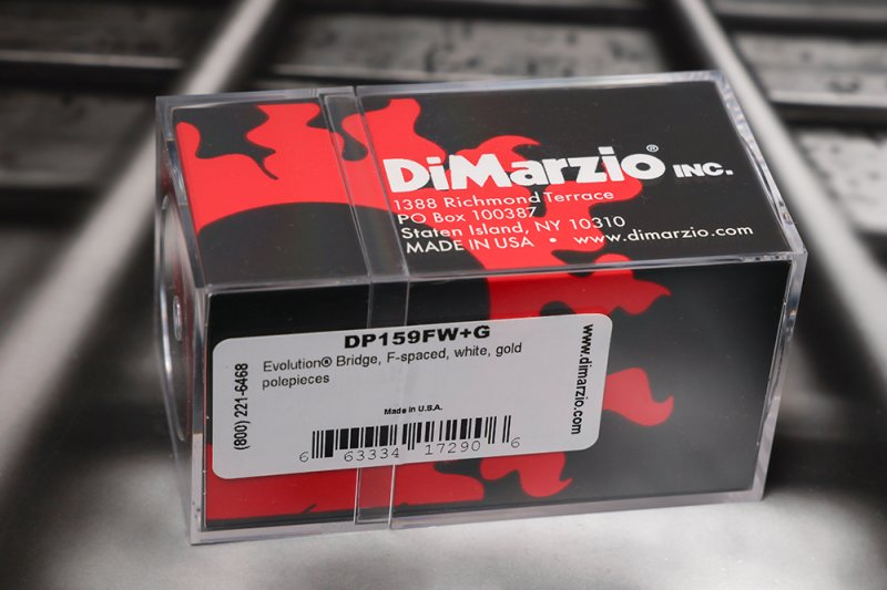 Image 1 of DiMarzio DP159FW+G Evolution F-Spaced Bridge Humbucker - White / Gold Pole Piece