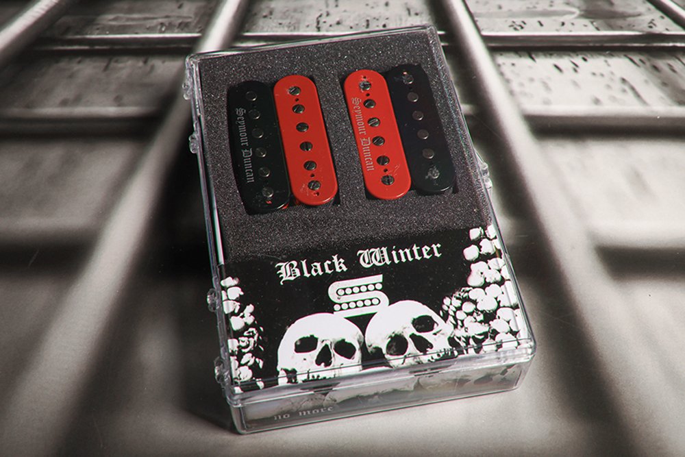 Image 0 of Seymour Duncan Black Winter Pickup Neck & Bridge SET Black & Red Zebra Humbucker
