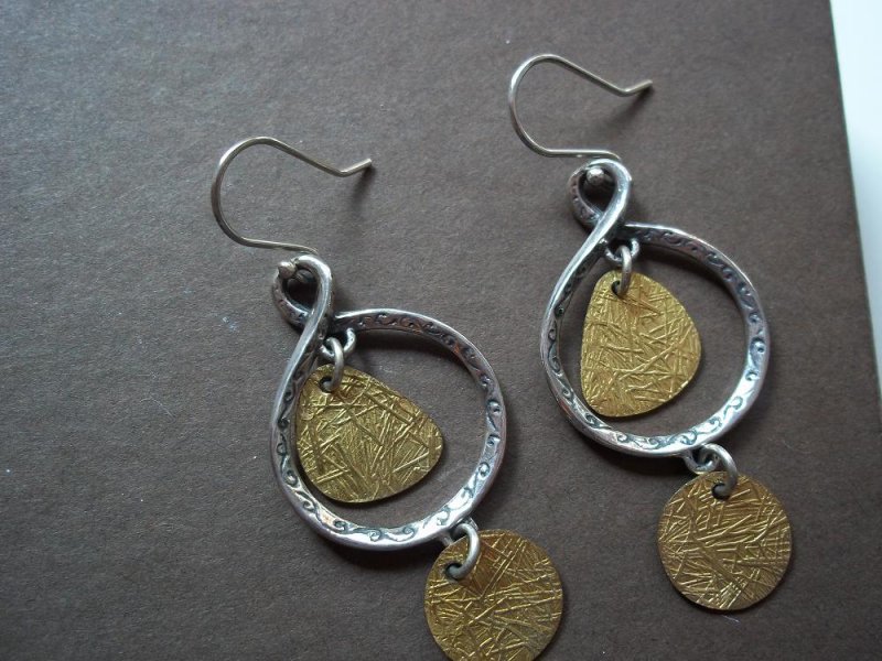 W2060 Retired Silpada Sterling Silver Brass Earrings