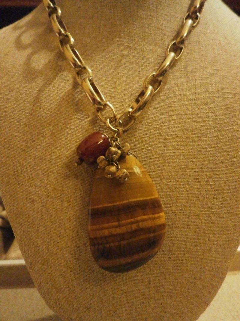 TIGER^S EYE PENDANT Retired lia sophia necklace -KIAM FAMILY
