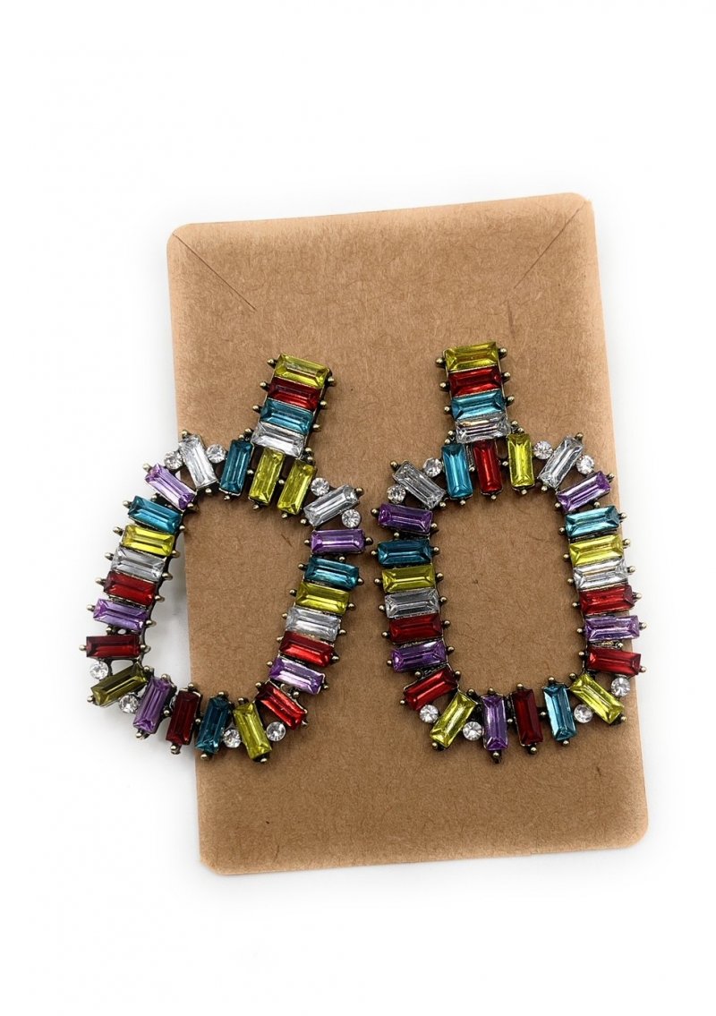 Vintage Multi Colored Crysal Earrings (G29) 3501