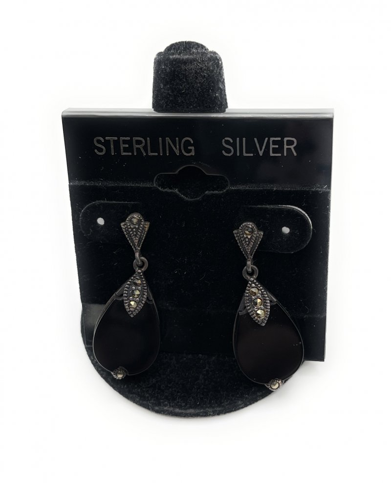Vintage Sterling Silver Marcasite Earrings - 2040