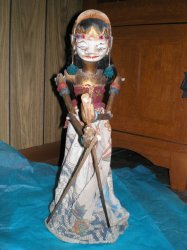 '.Vintage Asian Wood Stick Puppe.'