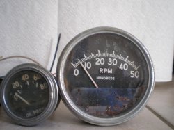 '.Vintage Gauge Set /RPM, Oil Pr.'