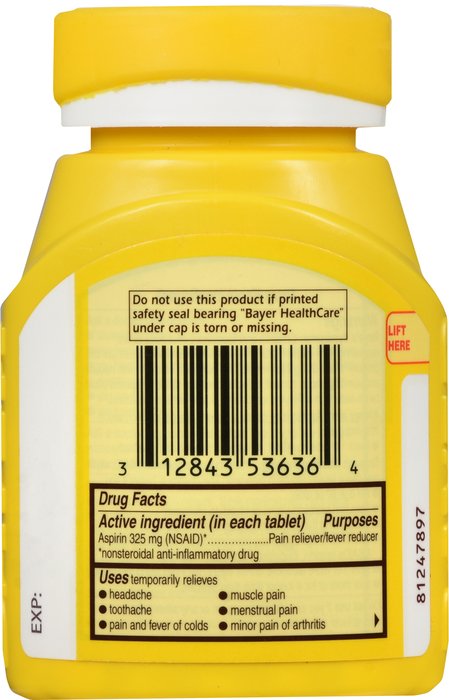 Image 1 of Bayer Genuine 325 mg Aspirin Tablets 200