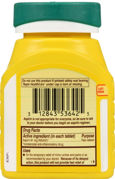 Image 1 of Bayer Regimen Aspirin Adult Low Strength 81 Mg Tablets 300