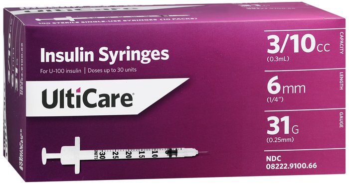 Image 0 of Ulticare U-100 6MM 31G 3/10CC 100 Syringe